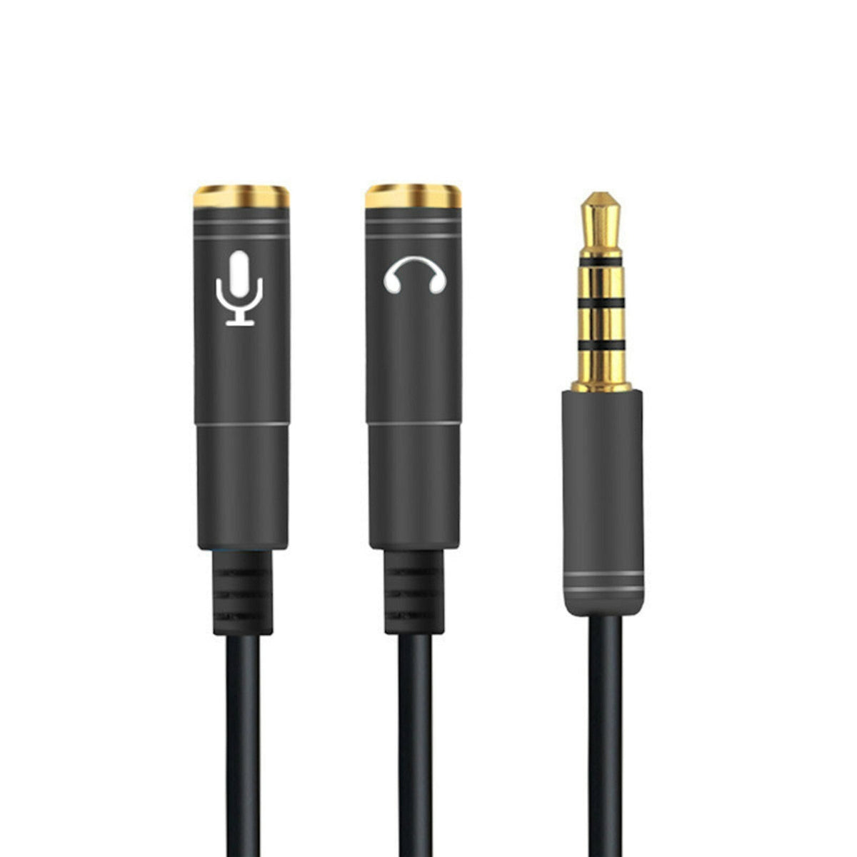 Schwarzer 3,5-mm-Headset-Splitter für Audio und Mikrofon