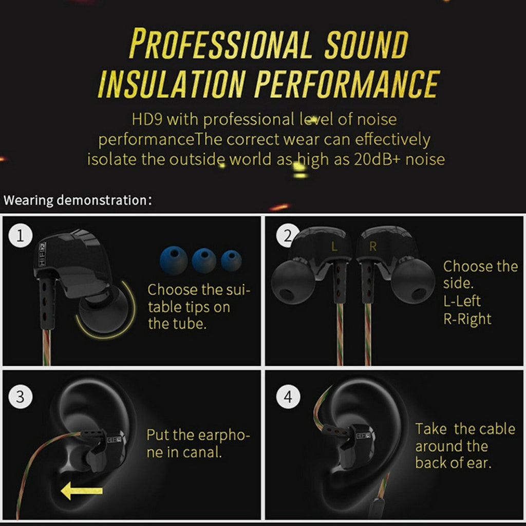 Schwarzes KZ HD9 Sport In-Ear-Headset
