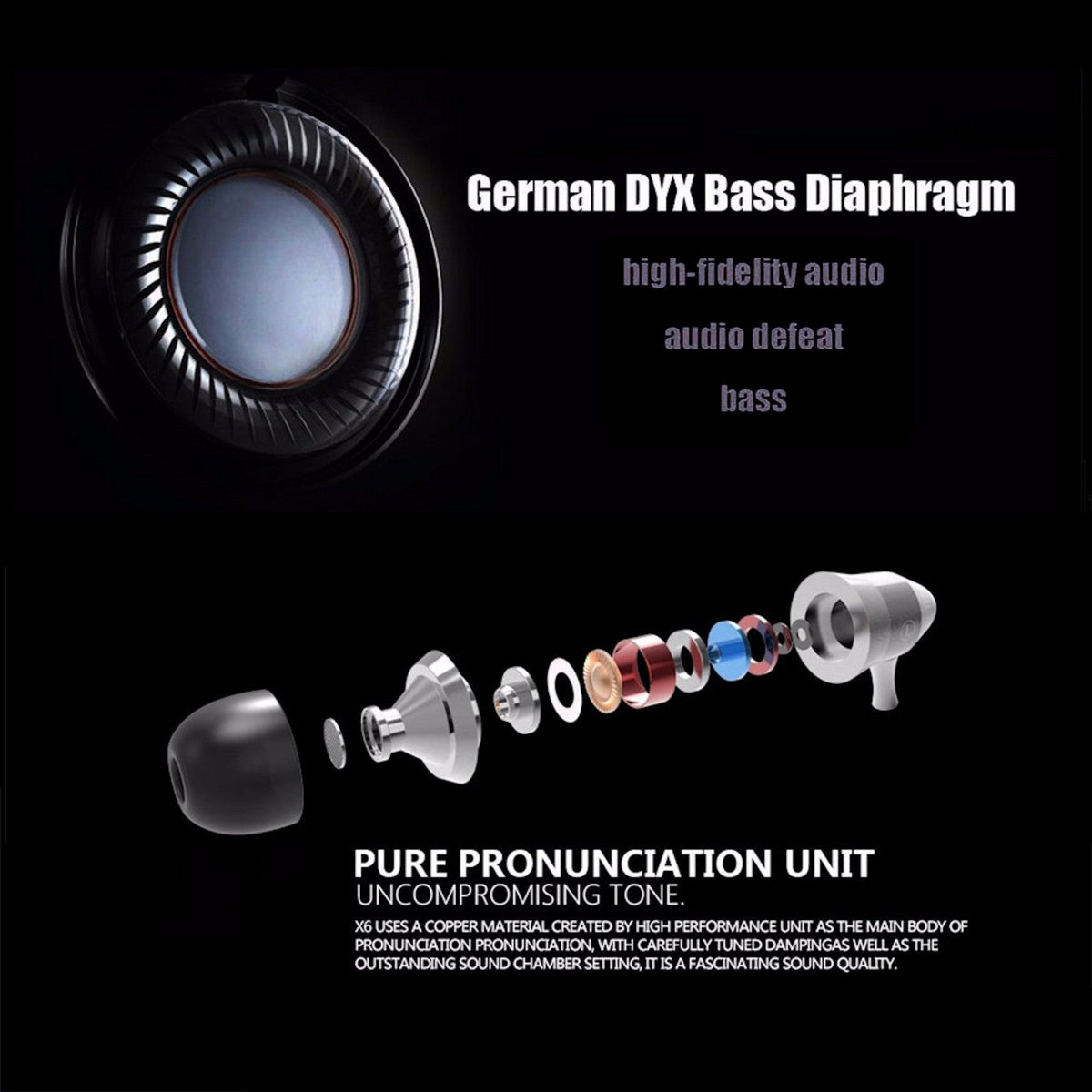 Silbernes KZ X6 HS Pro Metall In-Ear-Headset