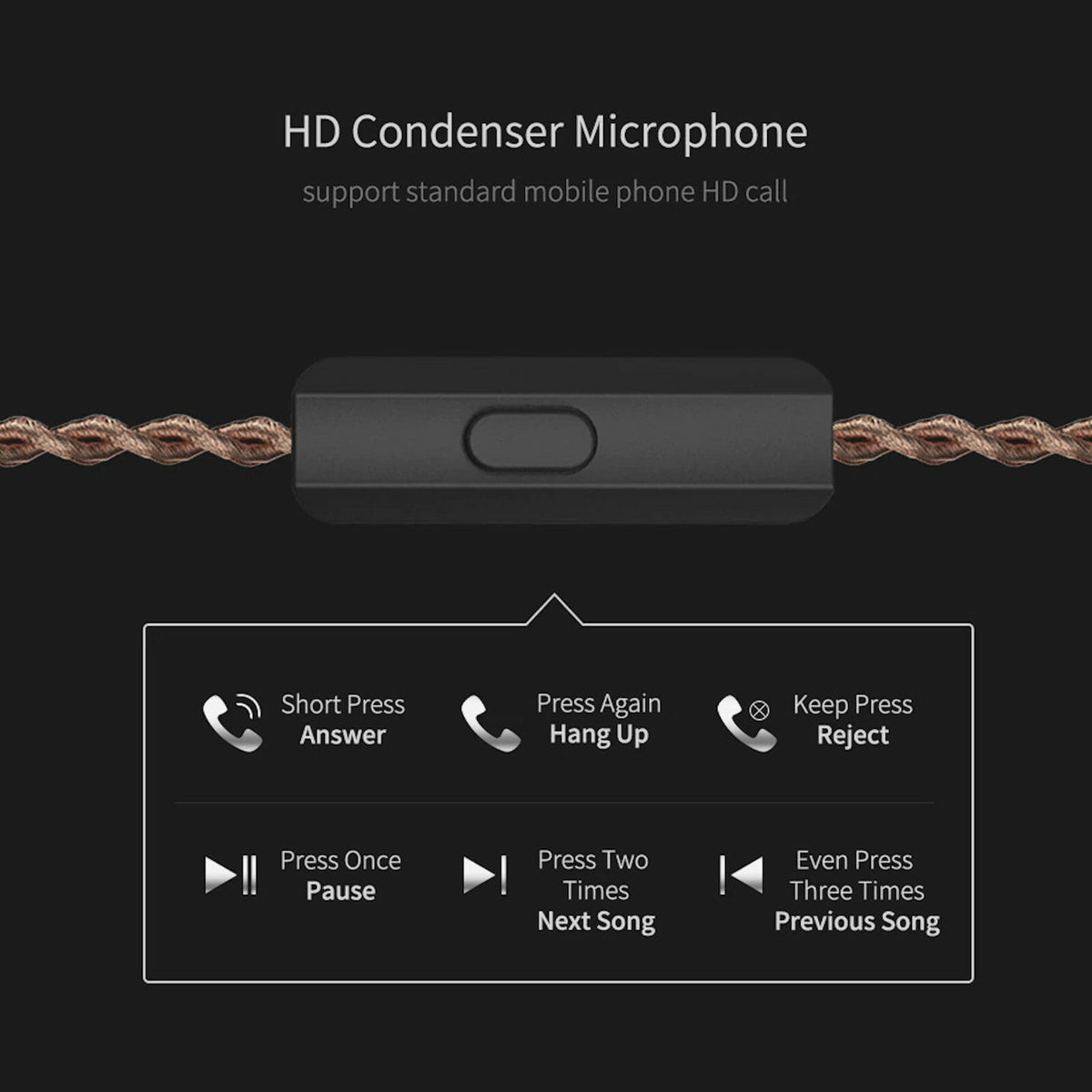 Schwarzes KZ ZAX In-Ear-Headset mit 16 Treibern