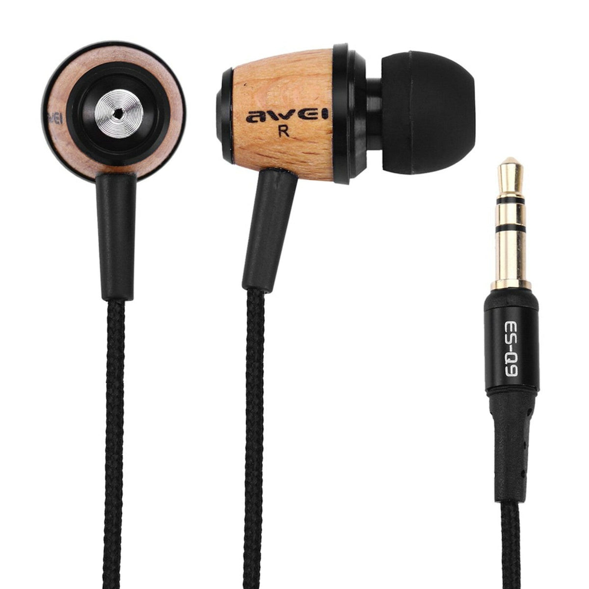 Hellbraune AWEI ES-Q9 Holz In-Ear-Kopfhörer