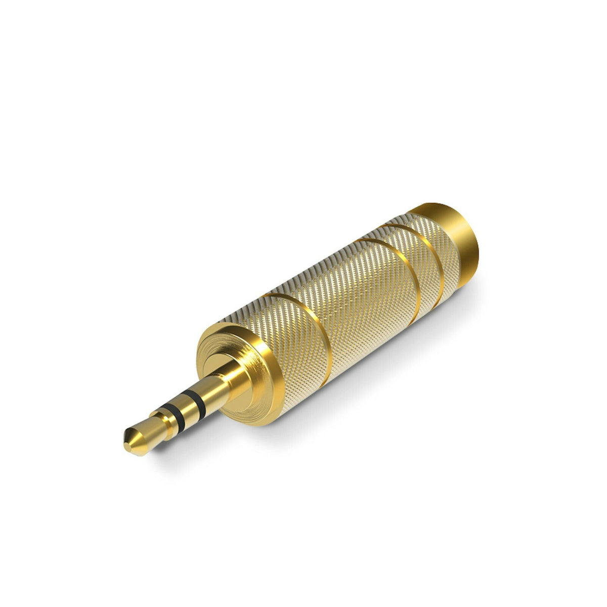 Vergoldeter Klinkenadapter 6,35-mm-Buchse auf 3,5-mm-Stecker
