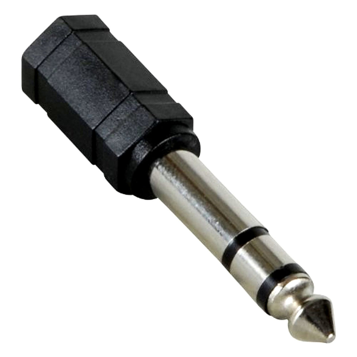 Vernickelter Klinkenadapter 3,5-mm-Buchse auf 6,35-mm-Stecker