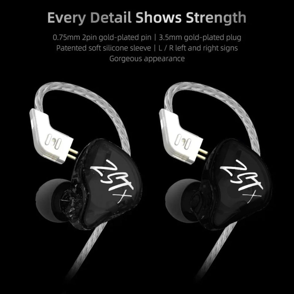 Schwarzes KZ ZSTx Pro Hybrid In-Ear-Headset