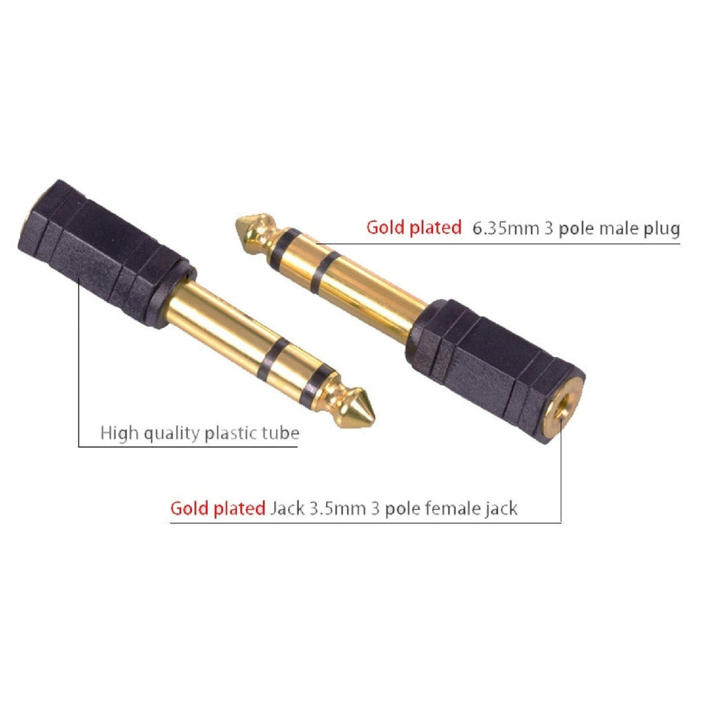 Vergoldeter Klinkenadapter 3,5-mm-Buchse auf 6,35-mm-Stecker