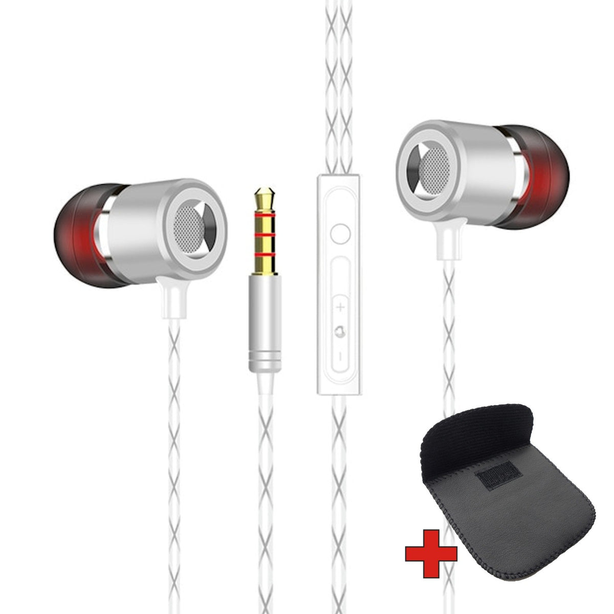 3K V12 In-Ear-Kopfhörer mit Mikrofon und PU-Tasche