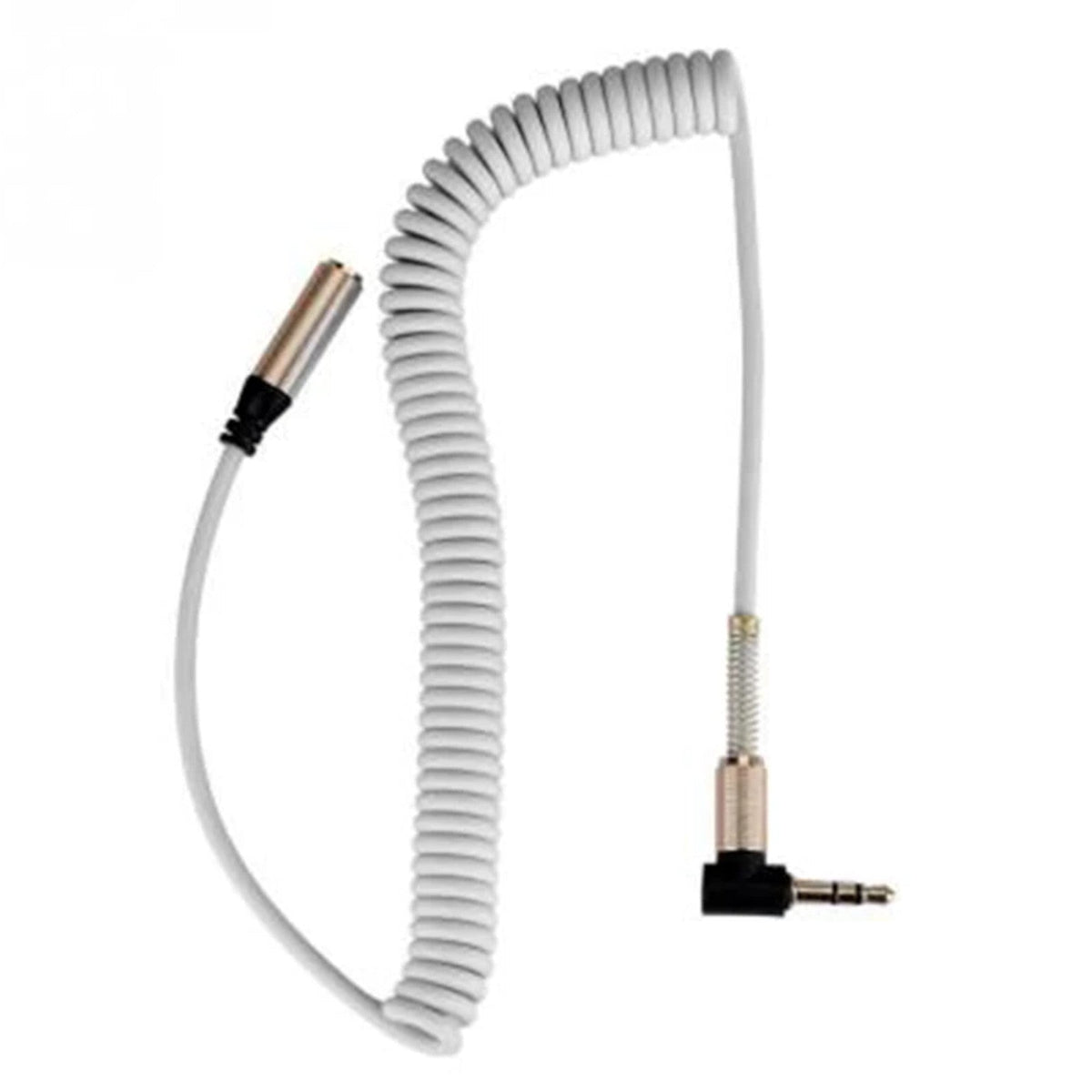 Weißes 3,5-mm-Spiral-Verlängerungskabel mit Winkelstecker