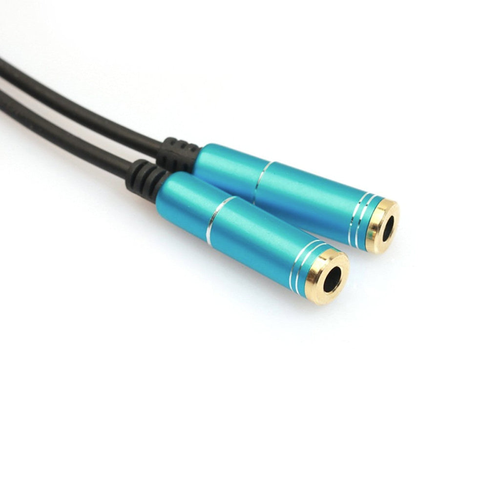 Blauer 3,5-mm-Kopfhörer-Splitter auf zwei Buchsen