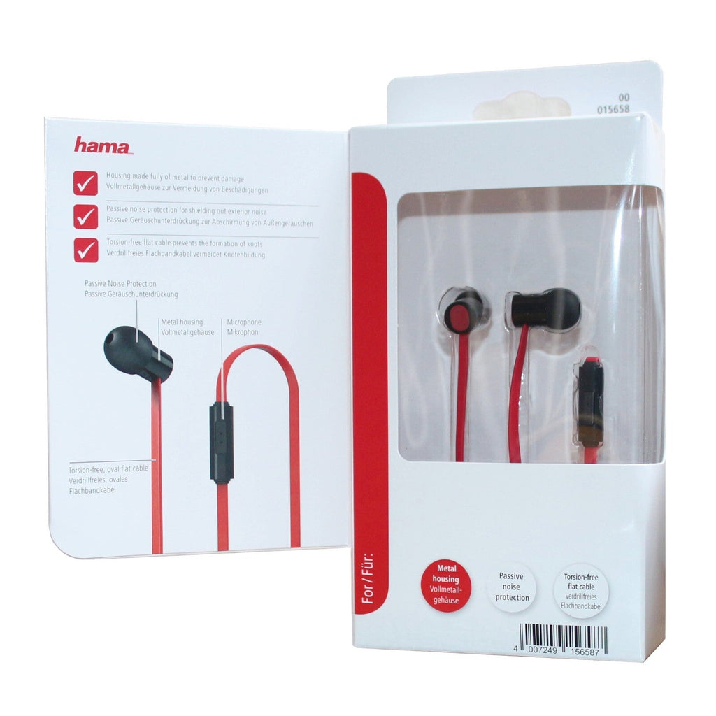Schwarz-rotes Hama Mobile Pro Metall In-Ear-Headset