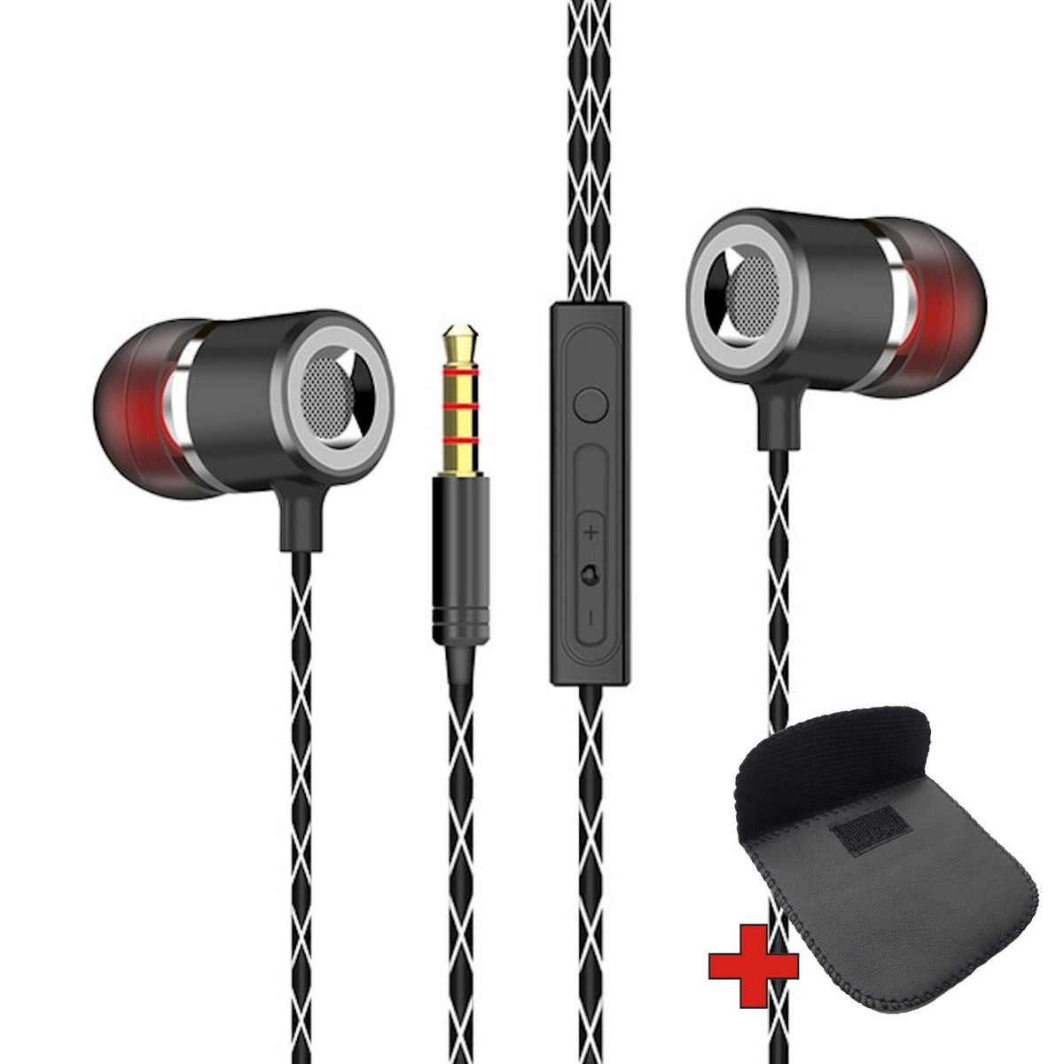 3K V12 In-Ear-Kopfhörer mit Mikrofon und PU-Tasche