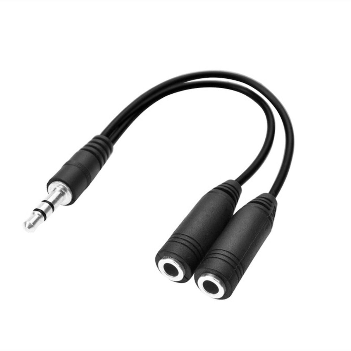 Schwarzer 3,5-mm-Y-Splitter für zwei Kopfhörer