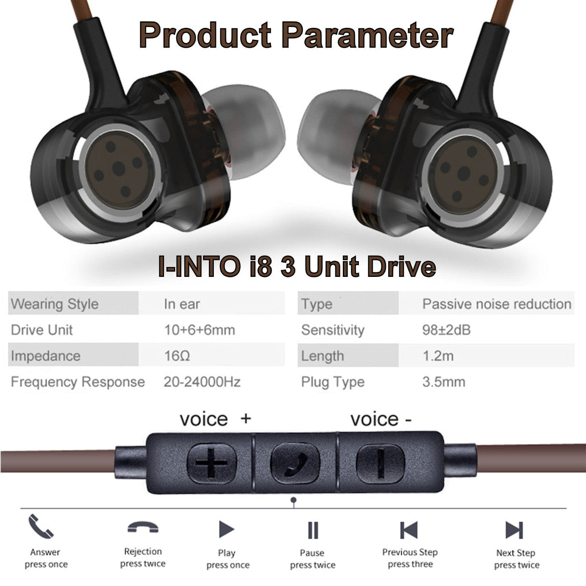 I-INTO i8 3-Treiber In-Ear-Headset