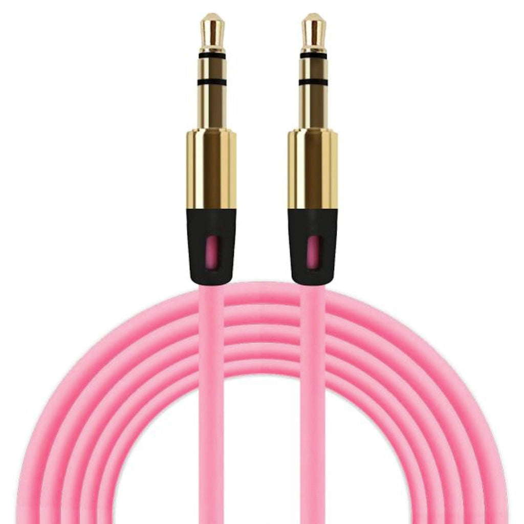 Rosafarbenes 1 m AUX-Kabel mit zwei 3,5-mm-Steckern