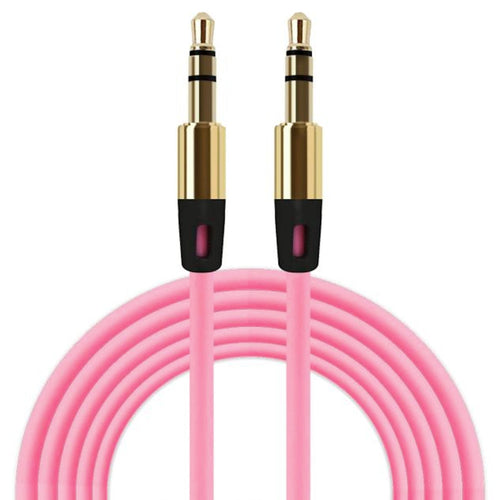 Rosafarbenes 1 m AUX-Kabel mit zwei 3,5-mm-Steckern