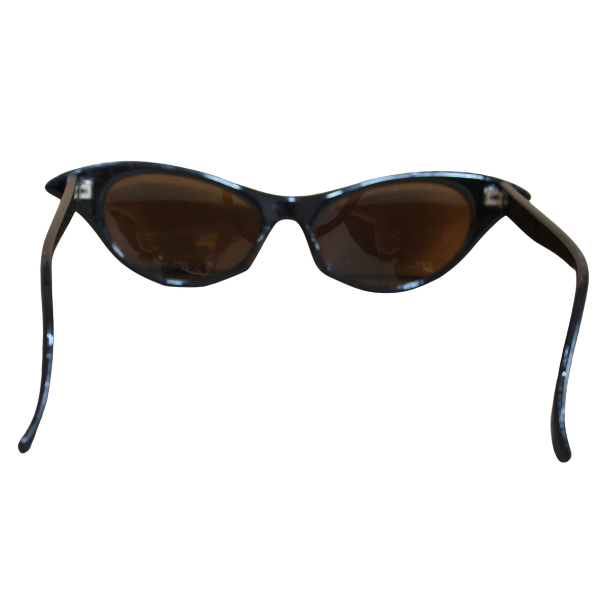 Schwarze Cat-Eye-Sonnenbrille mit braunen Gläsern