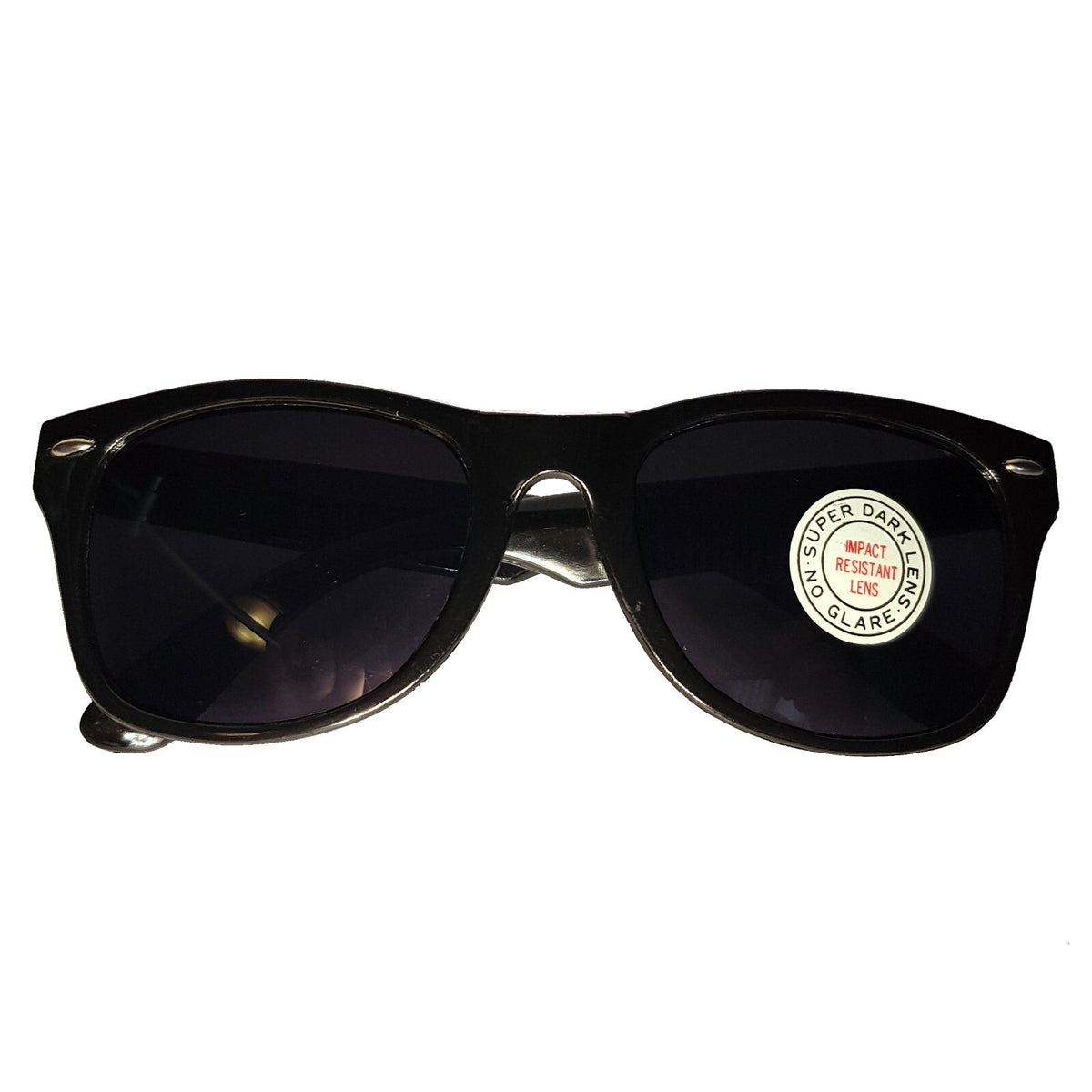 Schwarze Wayfarer-Sonnenbrille mit extra dunklen Gläsern