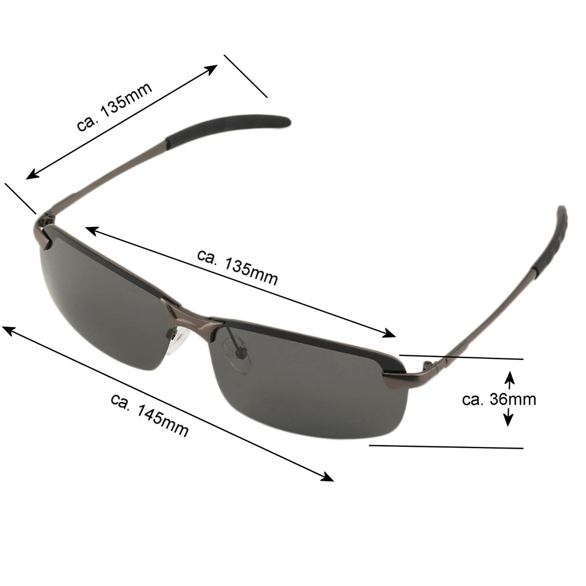 Gunmetal Matrix-Sonnenbrille mit polarisierten Gläsern