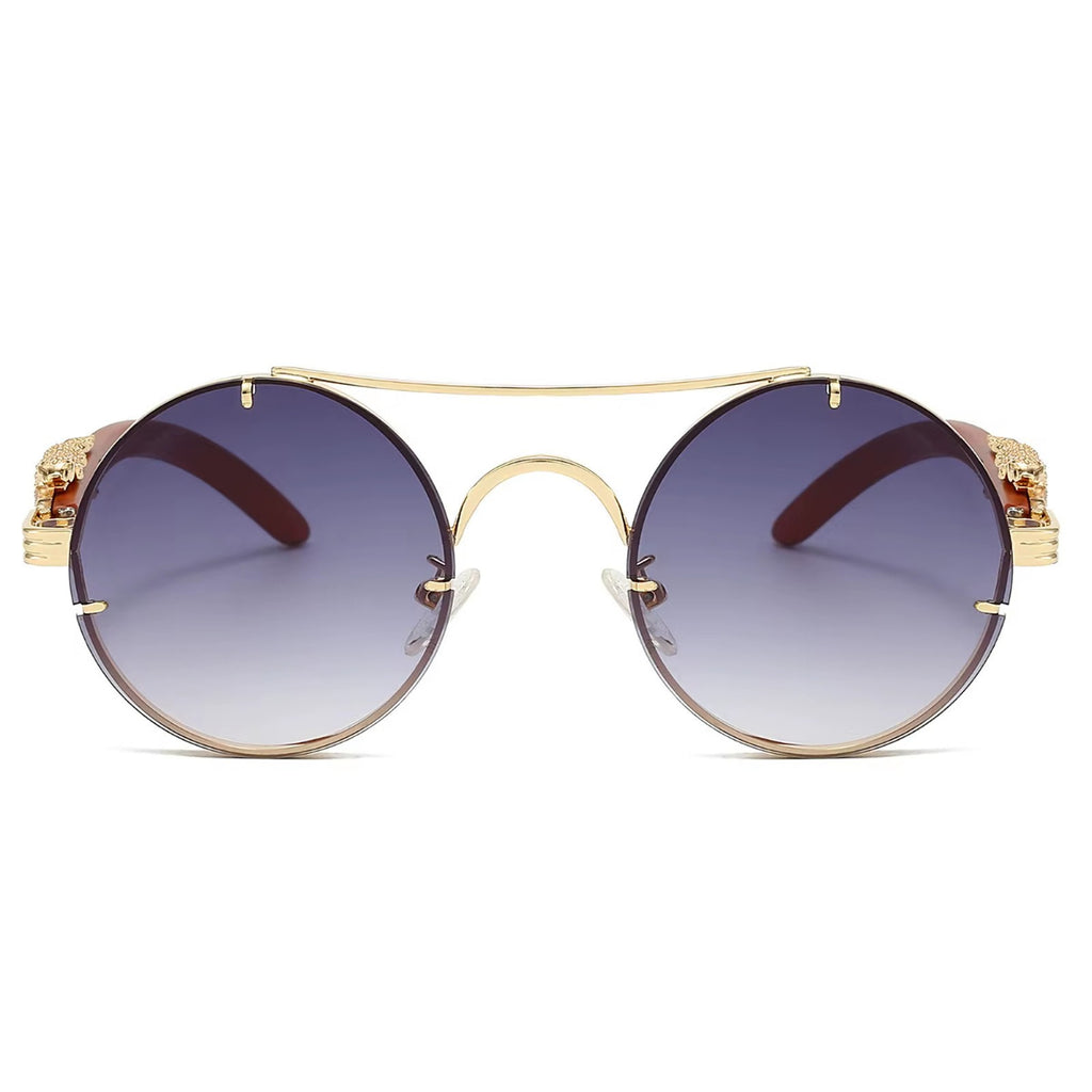 Goldene Vintage Designer-Sonnenbrille im Leoparden-Look