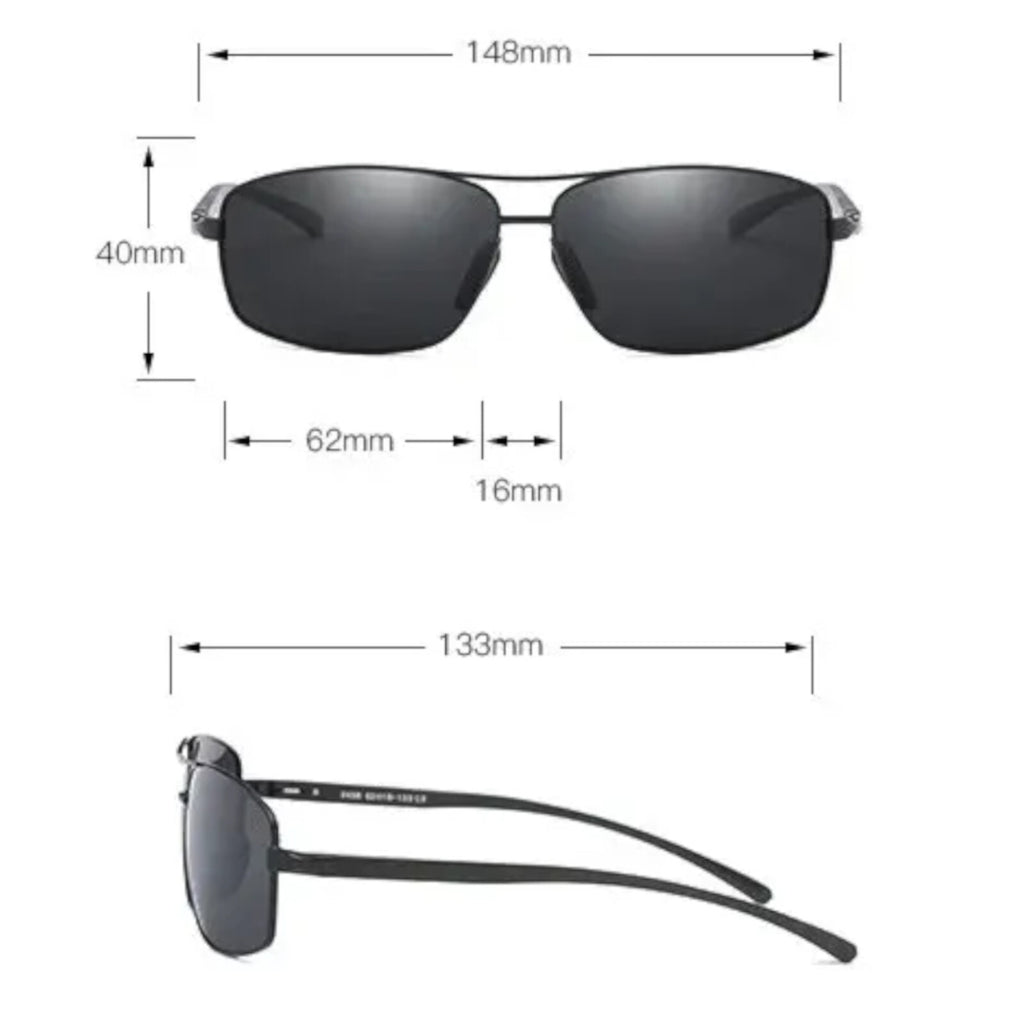 Schwarze Piloten-Sonnenbrille aus Aluminium-Magnesium