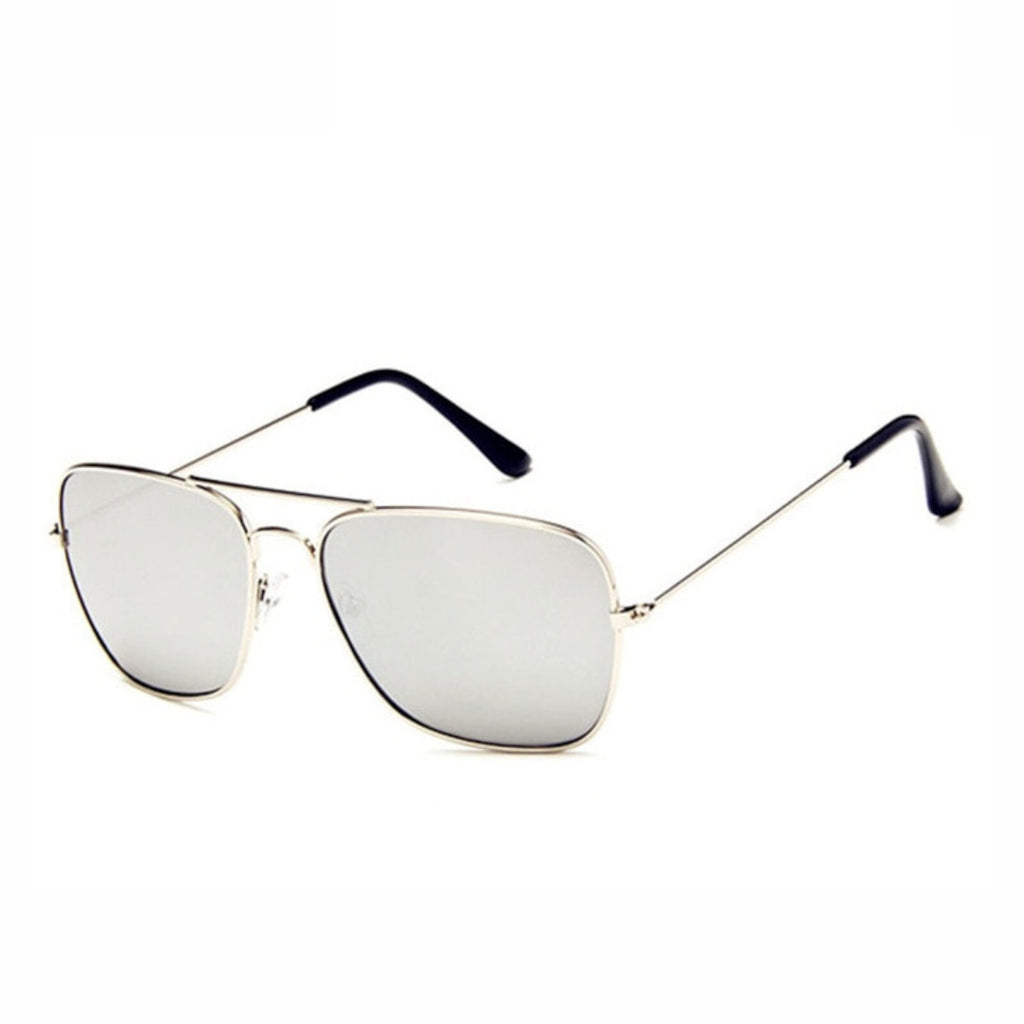 Silberne verspiegelte Piloten-Sonnenbrille