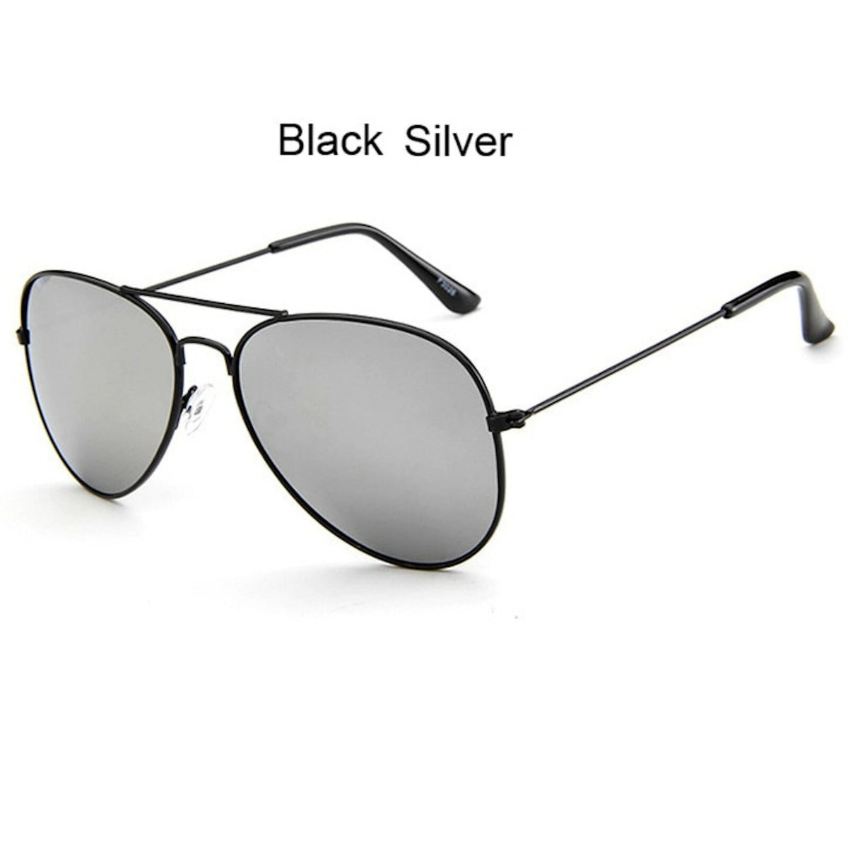 Schwarz-silberne verspiegelte Piloten-Sonnenbrille