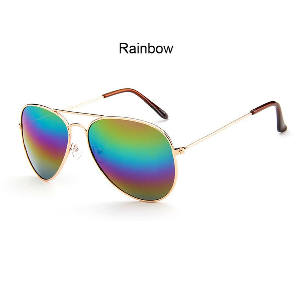 Goldene Piloten-Sonnenbrille mit Rainbow-Spiegelgläsern