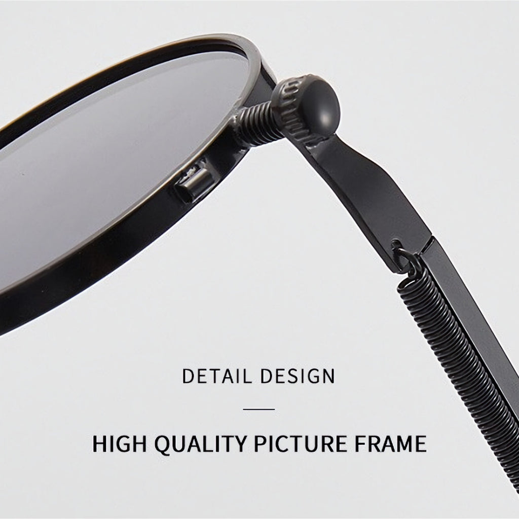 Runde schwarze Steampunk-Sonnenbrille im Lennon-Stil