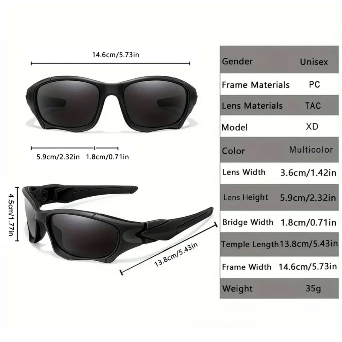 Schwarz-blaue Sport-Sonnenbrille aus Polycarbonat
