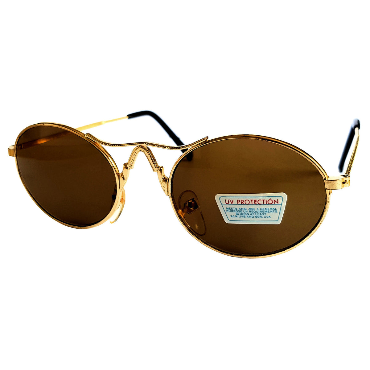 Gold-braune Vintage Damen-Sonnenbrille mit Verzierungen