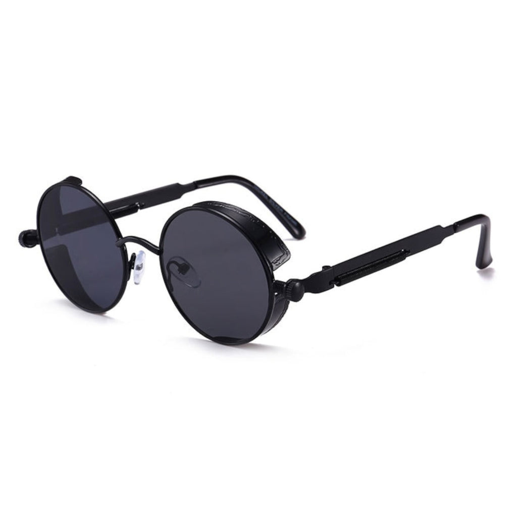 Runde schwarze Steampunk-Sonnenbrille
