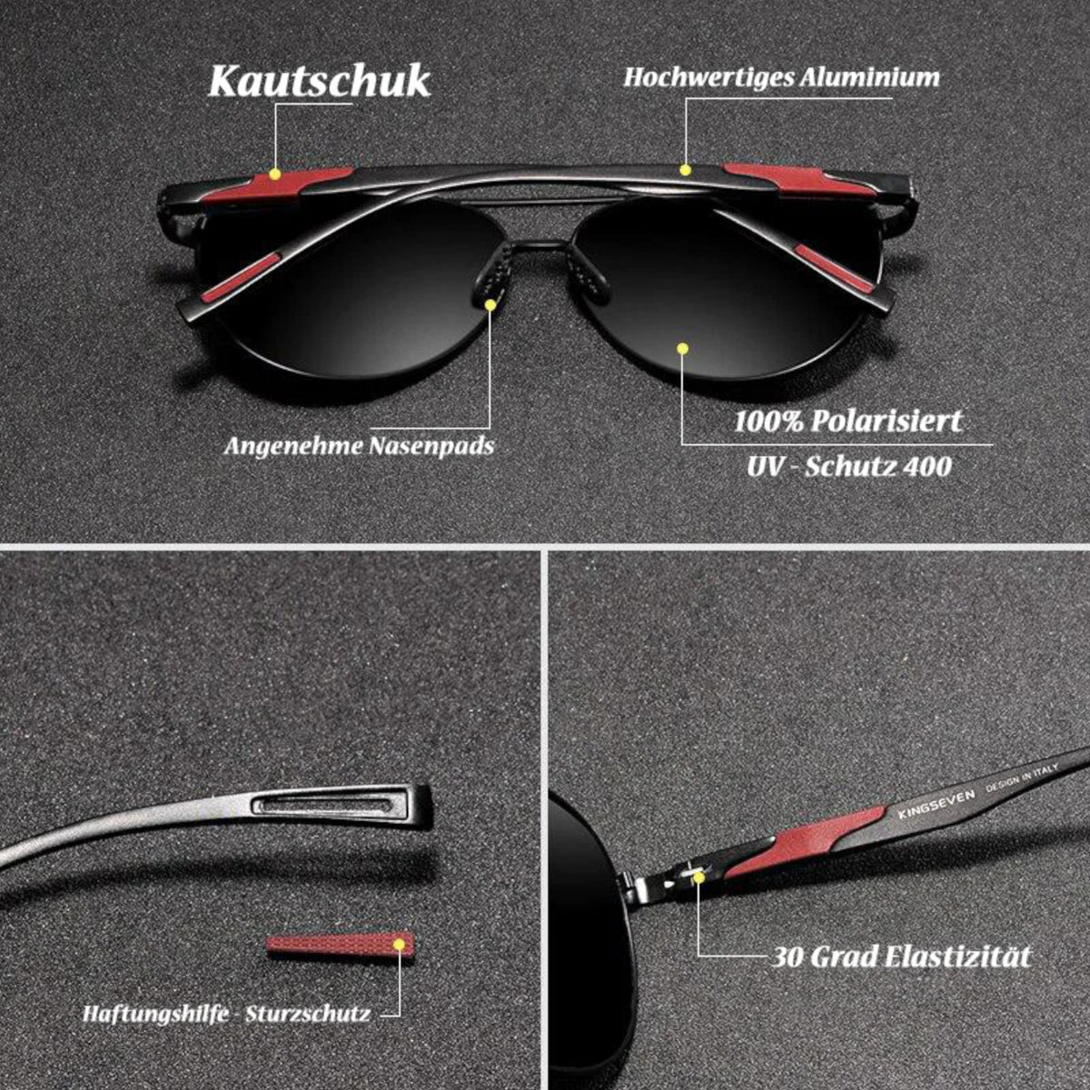 Kingseven N7228 polarisierte Piloten-Sonnenbrille