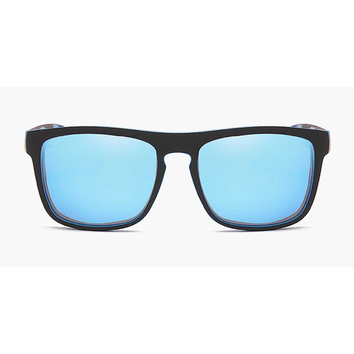 Schwarz-blaue polarisierte Sonnenbrille verspiegelt