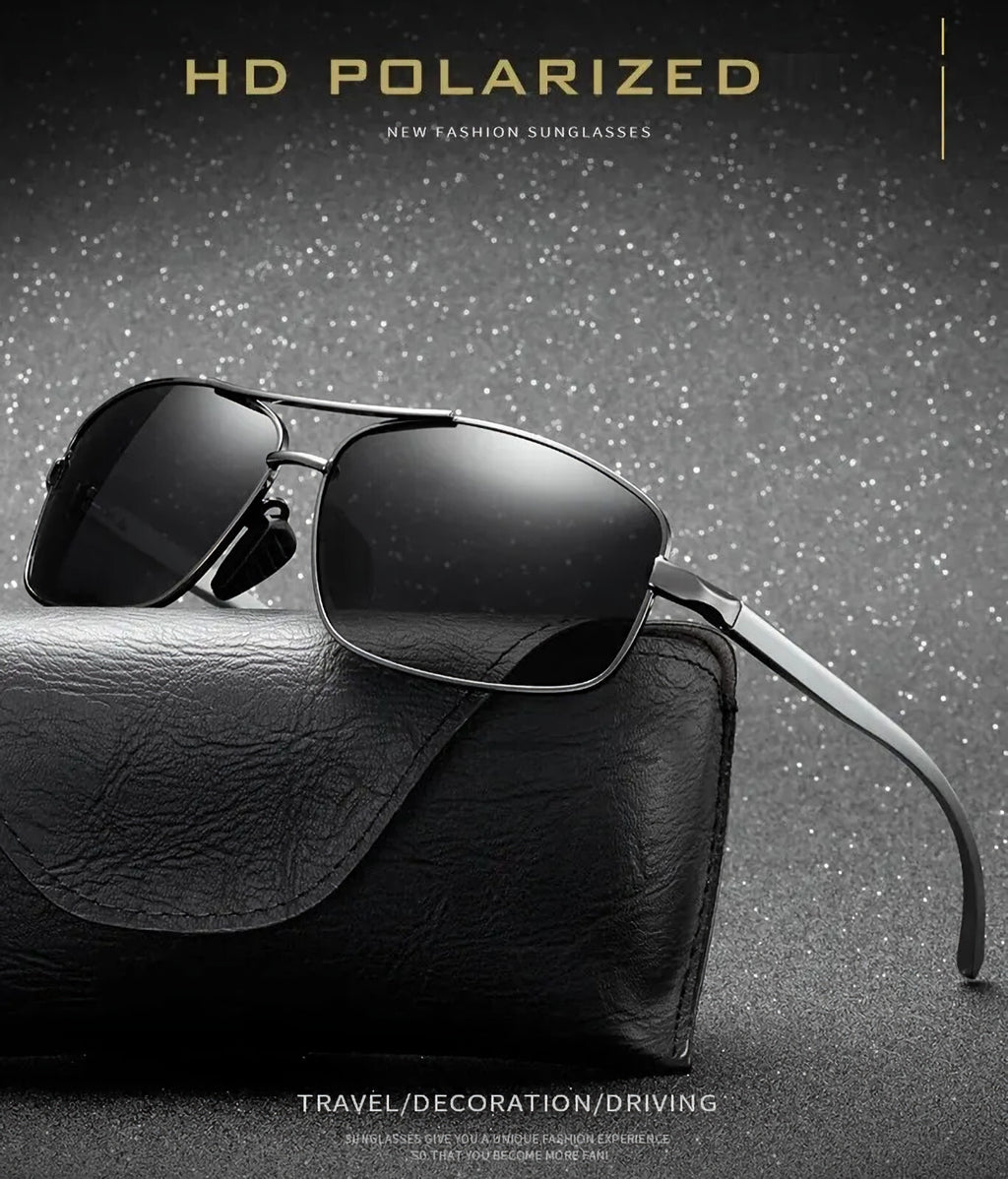 Schwarze Piloten-Sonnenbrille aus Aluminium-Magnesium