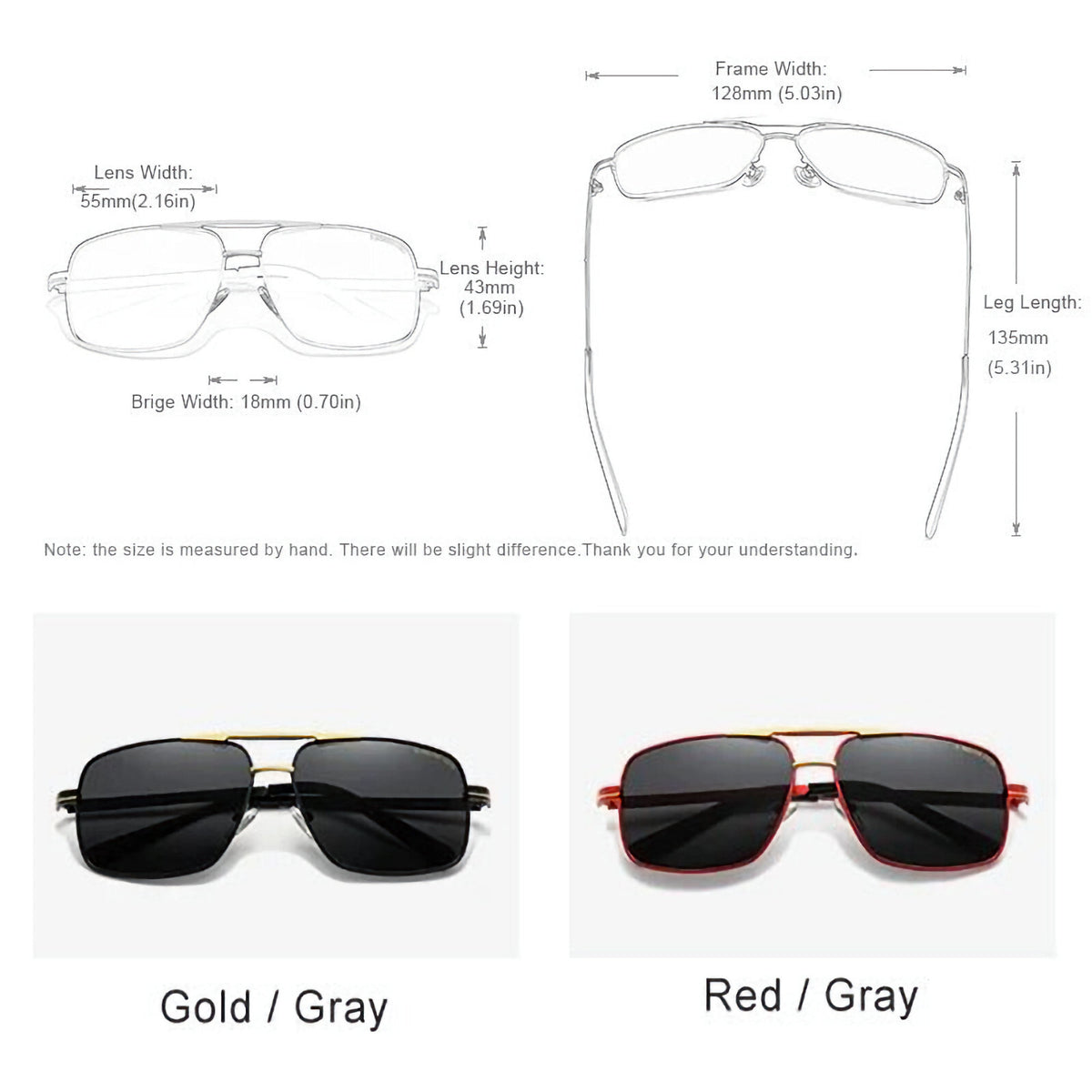 Kingseven N7891 polarisierte Piloten-Sonnenbrille