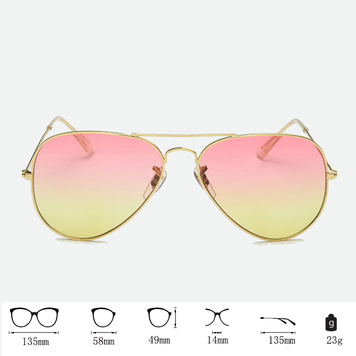 Rot-gelbe Fashion Piloten-Sonnenbrille