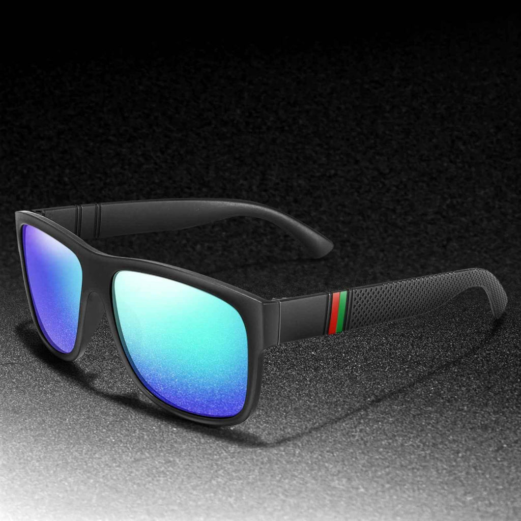 Stylische Sonnenbrille Matt Schwarz Gläser Blau Cool 5417 BL