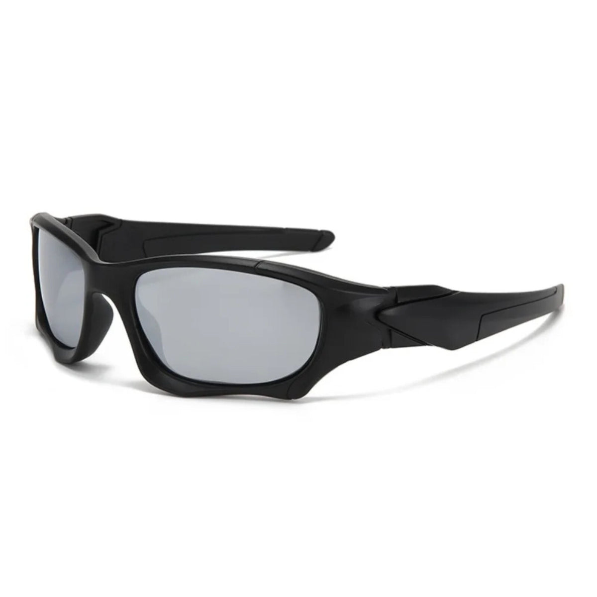 Schwarz-silberne Sport-Sonnenbrille aus Polycarbonat