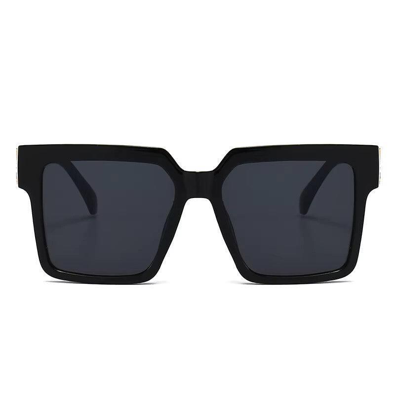 Oversized Vintage Sonnenbrille Schwarz-Gold
