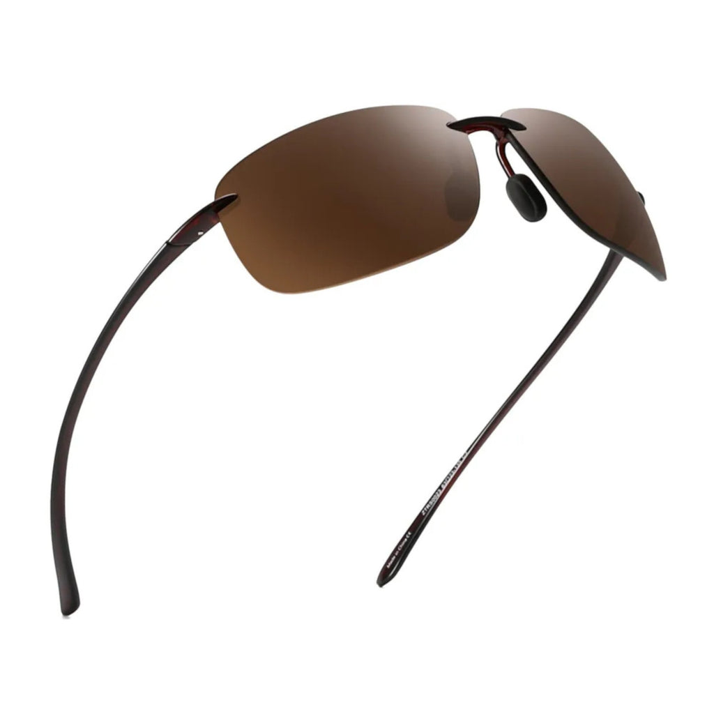 Rahmenlose Matrix-Sportbrille mit braunen Gläsern