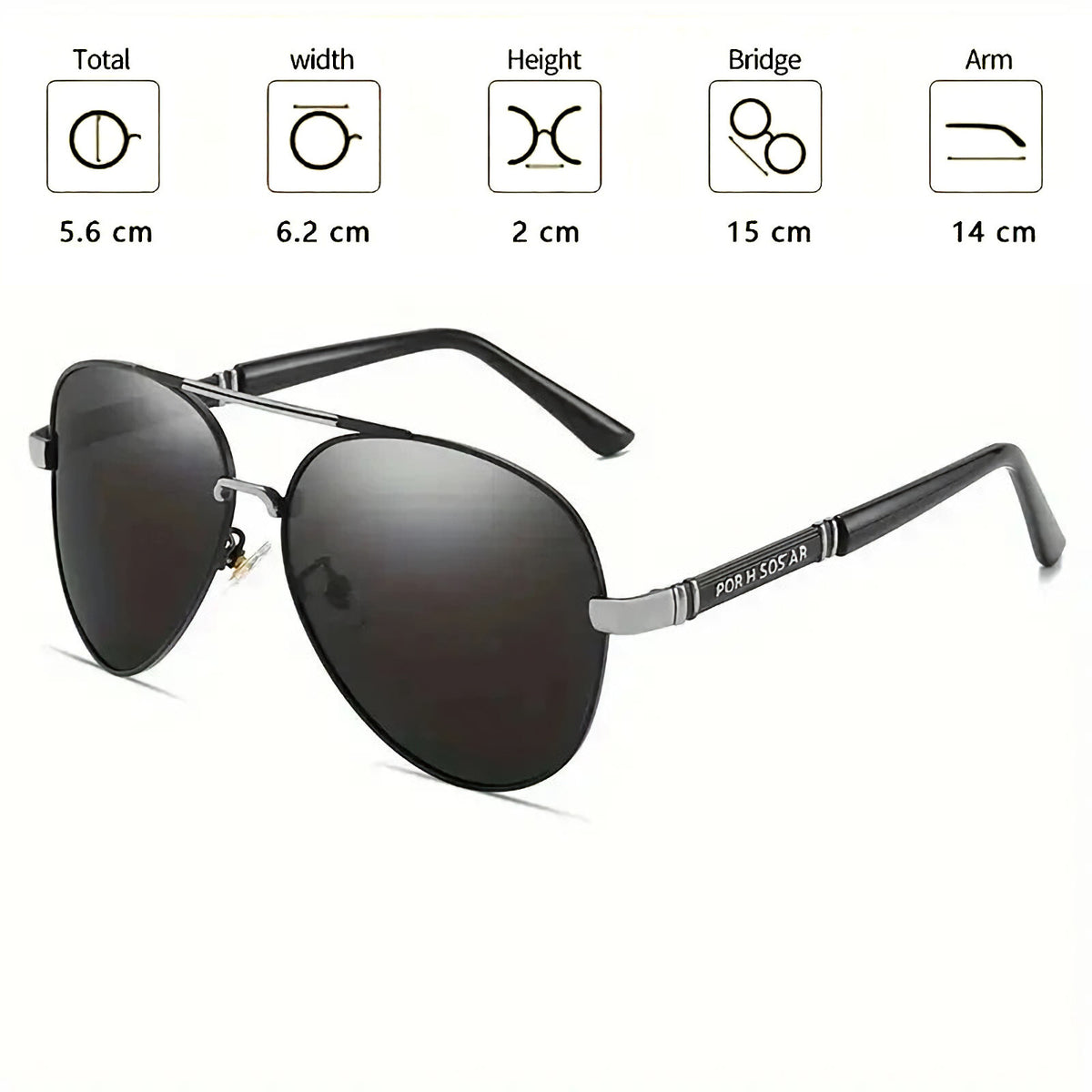 Schwarz-silberne Piloten-Sonnenbrille