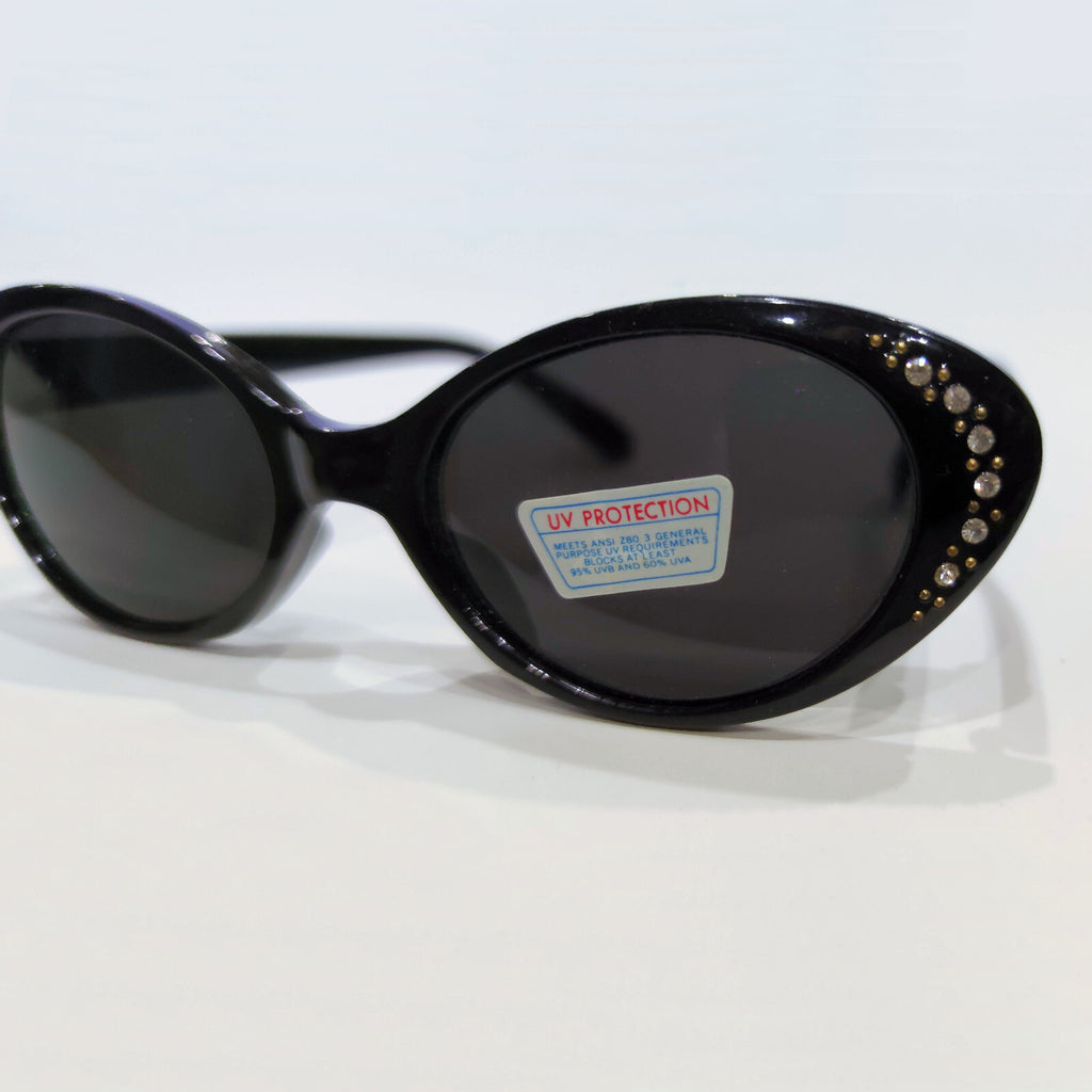 Schwarze Cat-Eye-Sonnenbrille mit Strass