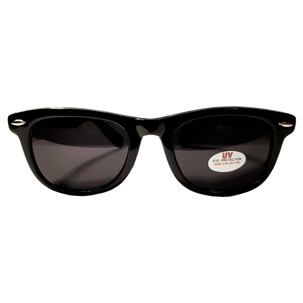 Schwarze Wayfarer-Sonnenbrille mit extra dunklen Gläsern