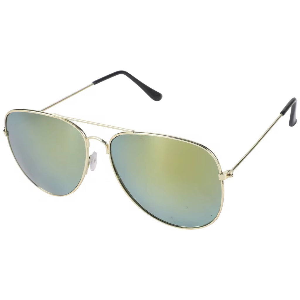 Goldene Piloten-Sonnenbrille mit gelben Spiegelgläsern