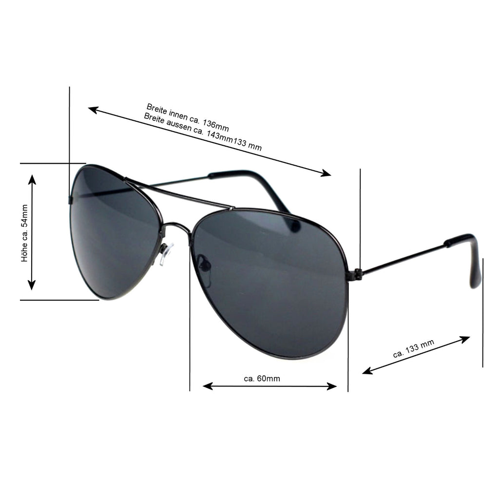 Schwarze Piloten-Sonnenbrille
