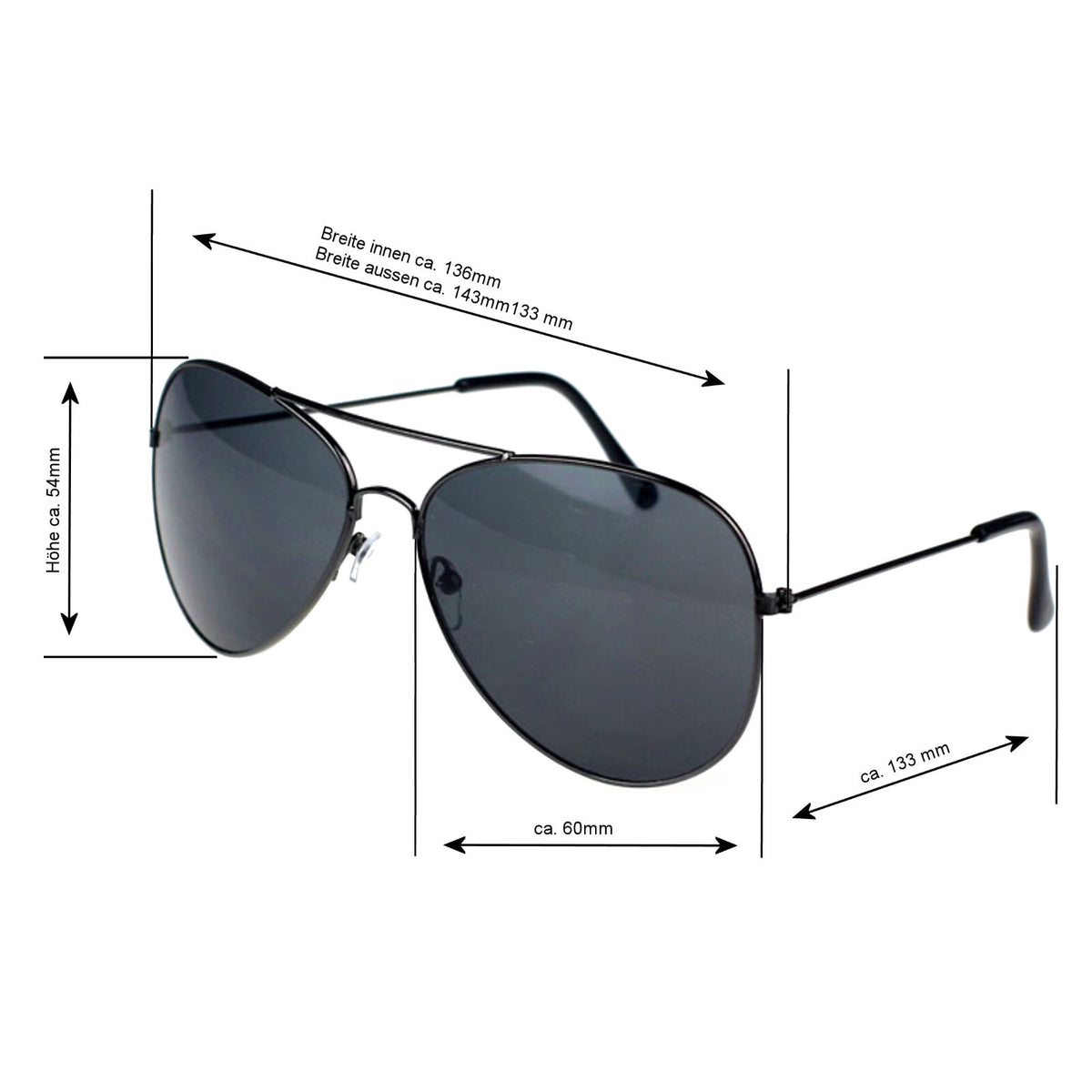 Schwarze Piloten-Sonnenbrille