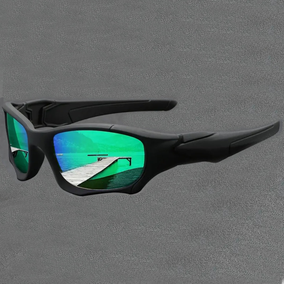 Schwarz-grüne Sport-Sonnenbrille aus Polycarbonat