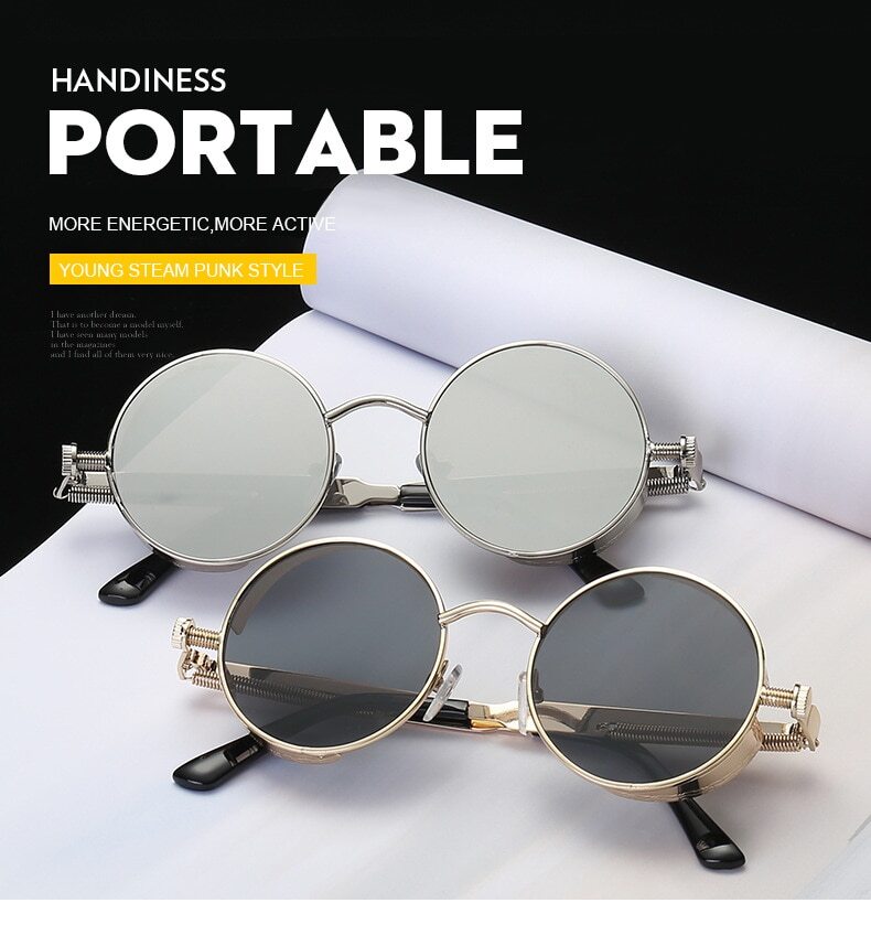 Runde schwarze Steampunk-Sonnenbrille