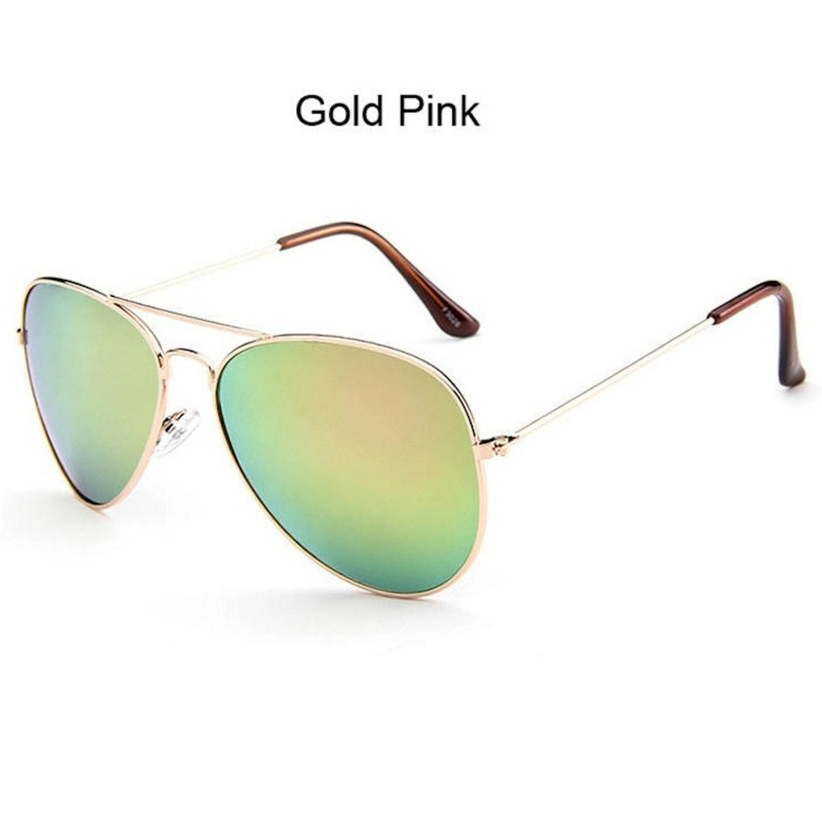 Goldene Piloten-Sonnenbrille mit pinken Spiegelgläsern