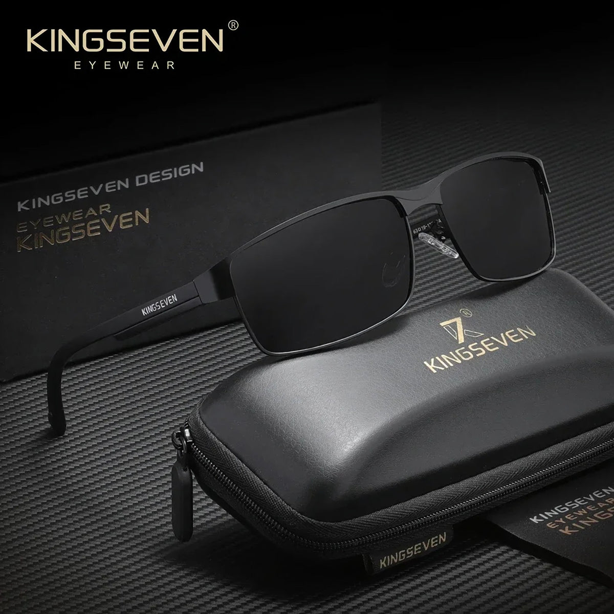 Sonnenbrille Kingseven 7756 Black Premium Männer Polarisiert UV400 HD