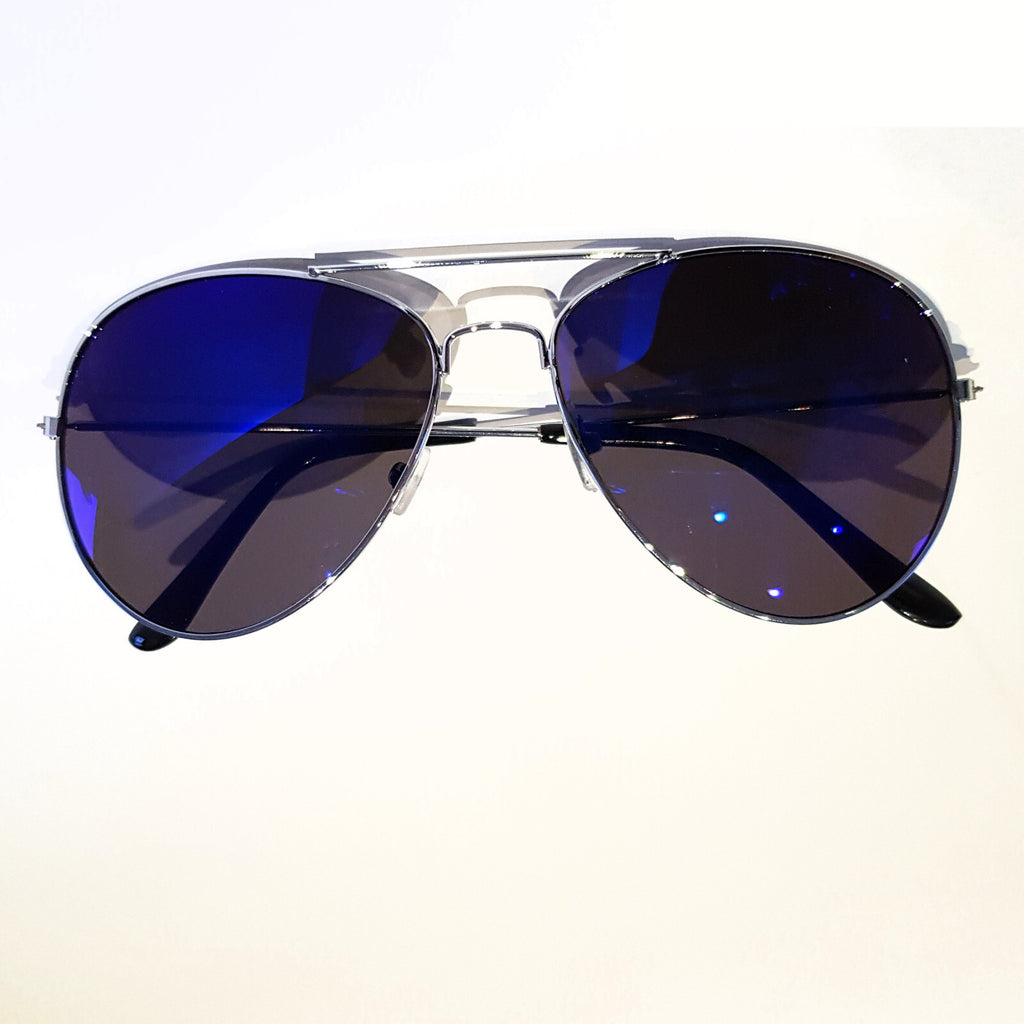 Silber-blaue Piloten-Sonnenbrille